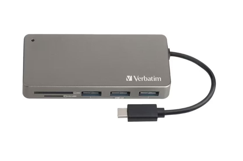 Verbatim USB-C Hub with 3 USB-A ports and SD/microSD card reader