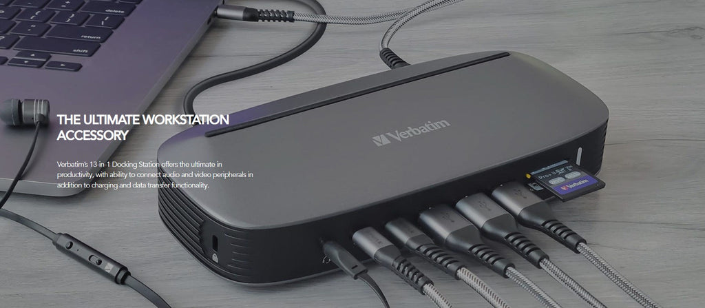 Verbatim USB-C 13-in-1 Triple Monitor Docking Station with 70W Power Verbatim