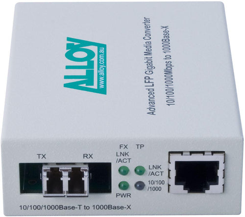 Alloy Gigabit Ethernet to Singlemode Fiber Media Converter 10km LC Alloy