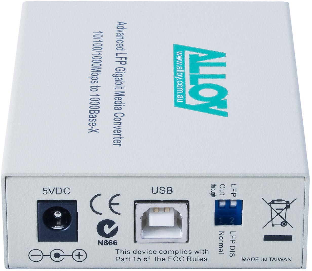 Alloy Gigabit Ethernet to Singlemode Fiber Media Converter 10km LC