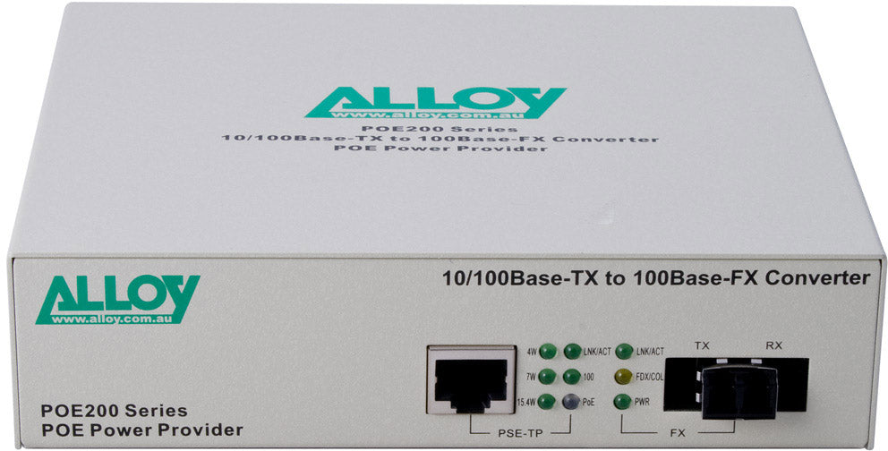 Alloy POE200LC Fast Ethernet PoE Media Converter | Power IP Devices Alloy
