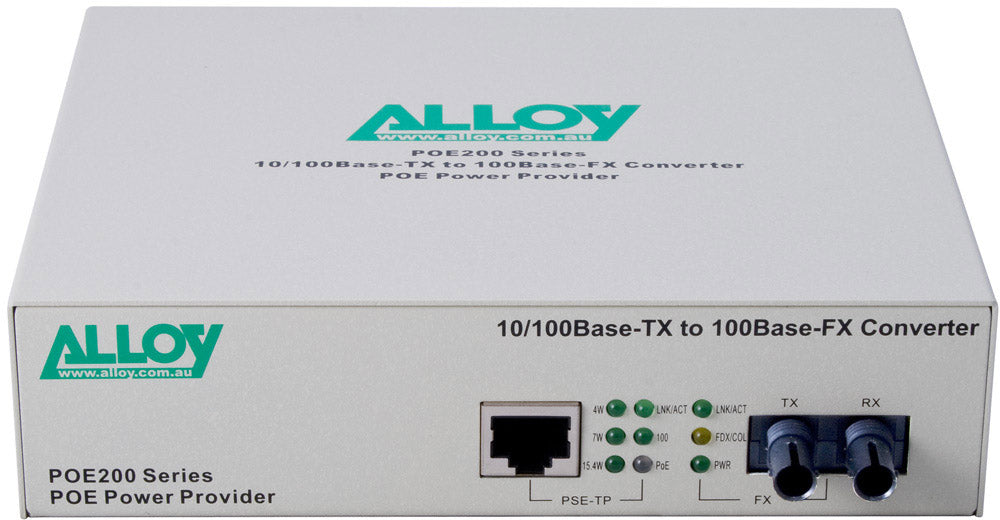 Alloy POE200ST Fast Ethernet PoE Media Converter with ST Fiber