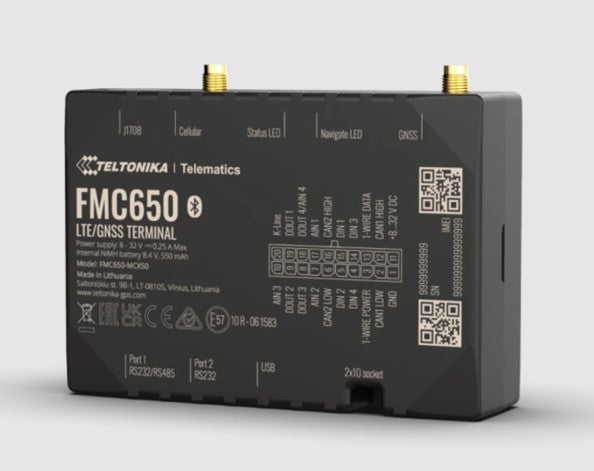 Teltonika 4G LTE Cat 1 Tracker for Advanced Applications with High Capacity Backup Battery and Exter - FMC6508TFE01
