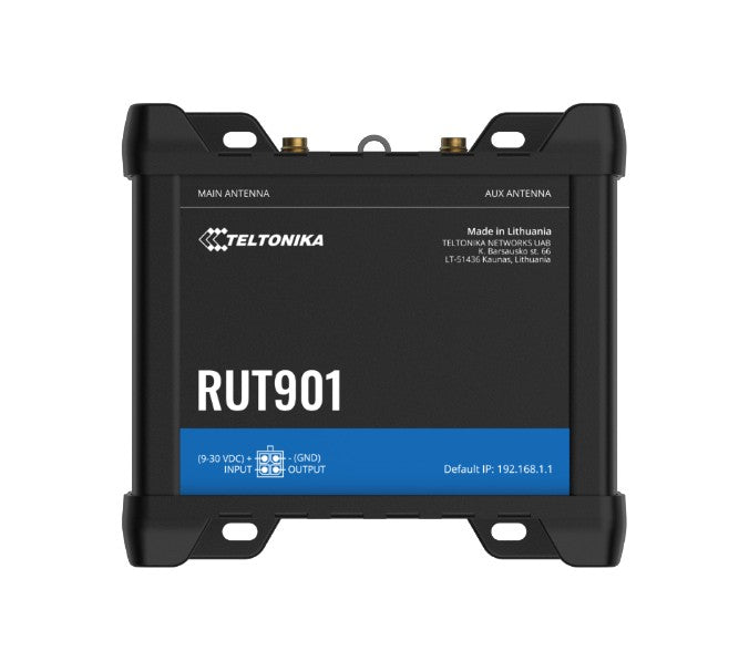 Teltonika RUT901 Industrial Cellular Router, 4G LTE (Cat 4), Dual SIM, Wi-Fi, MQTT, Modbus TCP, DNP3 - RUT901000400
