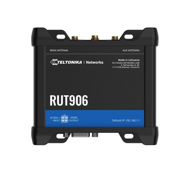 Teltonika RUT906 Industrial Cellular Router, Dual-SIM Cellular 4G LTE, WAN Failover, with 4x Ethernet Ports, PSU included Teltonika