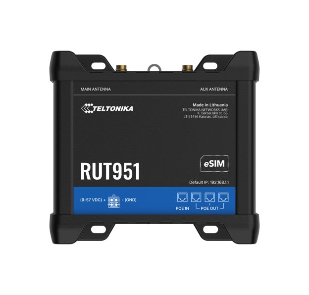 Teltonika RUT951 4G LTE Industrial Router with Wi-Fi & PoE+ Teltonika