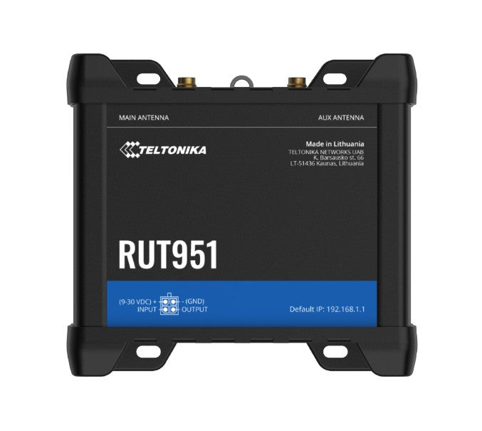 Teltonika RUT951 Industrial Cellular Router, 4G LTE (Cat 4), Dual SIM,WI-FI, Automatic WAN Failover - RUT951600600