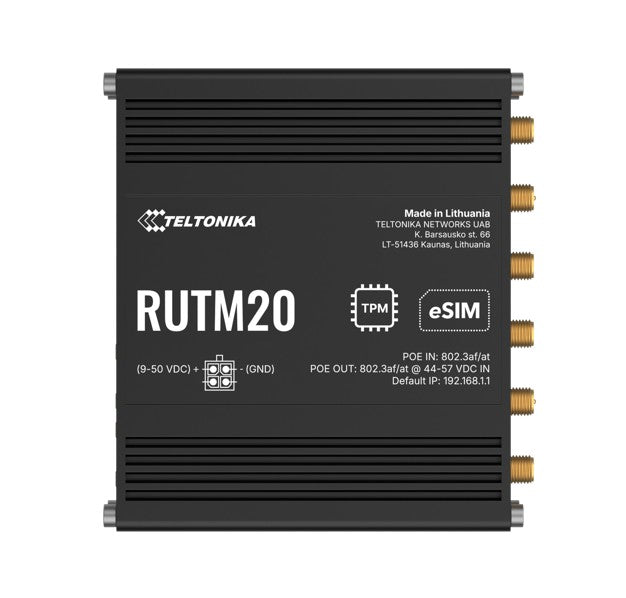 Teltonika RUTM20 COMPACT 5G ROUTER, Global 5G Telit, Dual SIM & eSIM, Active PoE, PSU included RUTM2 - RUTM20100400