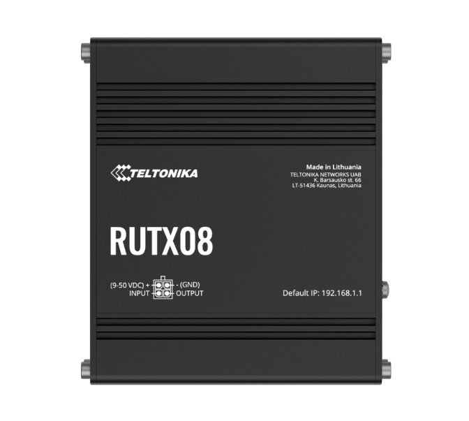 Teltonika RUTX08 Industrial Ethernet Router, Next Gen VPN Router for Professional Applications, Quad - RUTX08000400