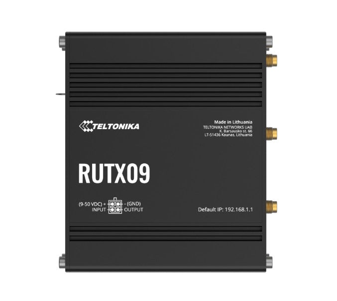 Teltonika RUTX09 Industrial Cellular Router, 4G LTE CAT 6, Dual SIM, Instant LTE Failover, Gigabit Ethernet, PSU included Teltonika