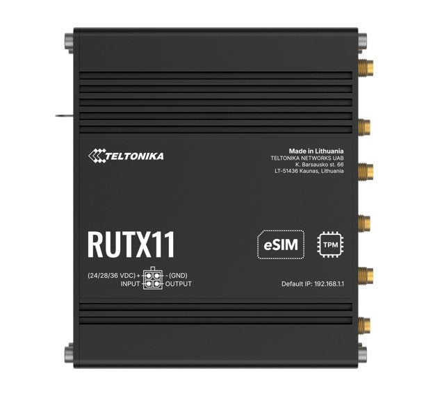 Teltonika RUTX11 Industrial Cellular eSIM Router, 4G LTE CAT 6, Dual SIM with auto failover, Backup - RUTX11240200