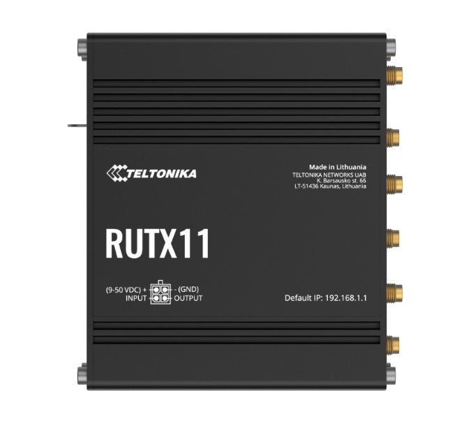 Teltonika RUTX11 Industrial Cellular Router, 4G LTE CAT 6, Dual SIM with auto failover, Backup WAN - RUTX11200200