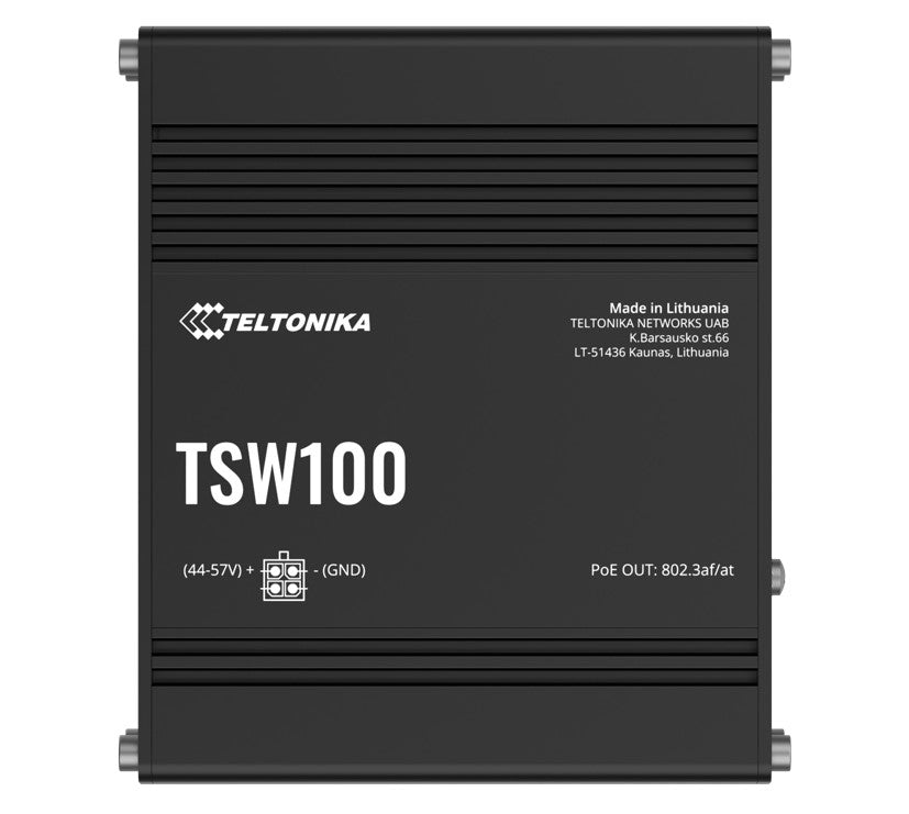 Teltonika TSW100 Industrial Unmanaged Gigabit PoE+ Switch Teltonika