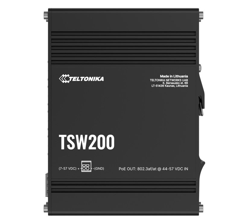 TSW200 Industrial PoE+ DIN Rail Switch Teltonika