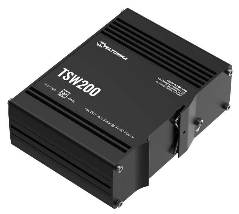 TSW200 Industrial PoE+ DIN Rail Switch Teltonika