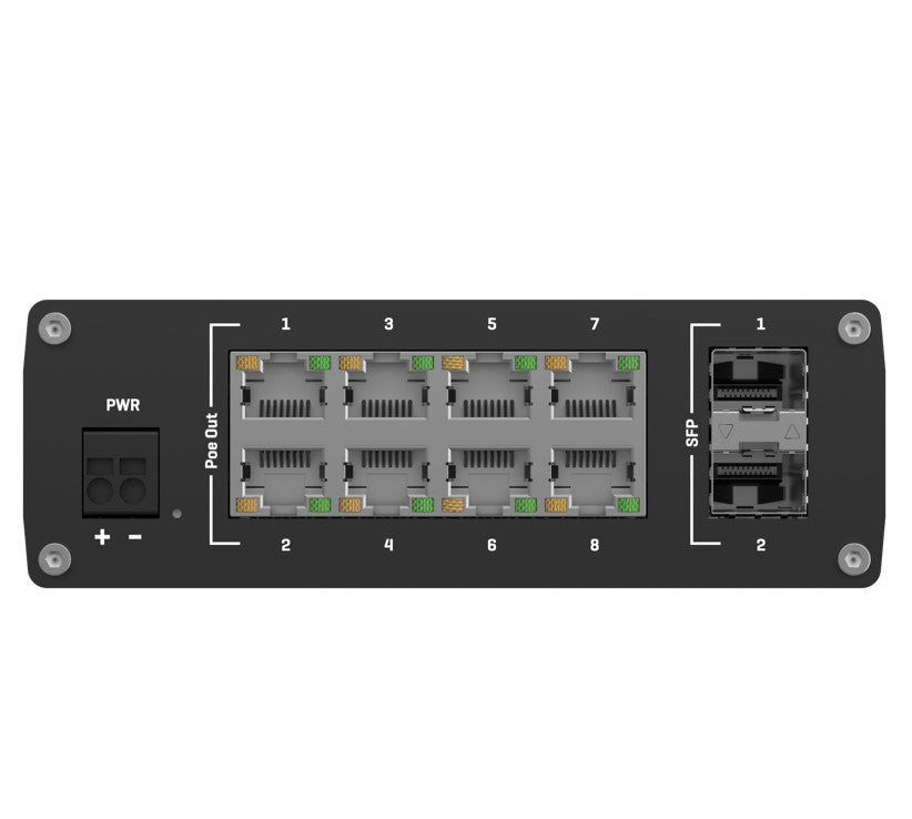 TSW200 Industrial PoE+ DIN Rail Switch Teltonika