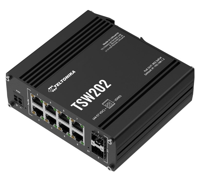 TSW202 Industrial Unmanaged PoE+ Gigabit Ethernet Switch Teltonika