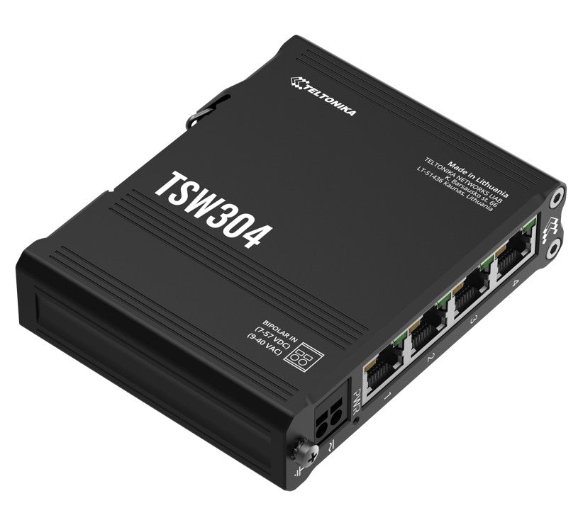Teltonika TSW304 Industrial PoE+ Switch | 4-Port Gigabit Teltonika