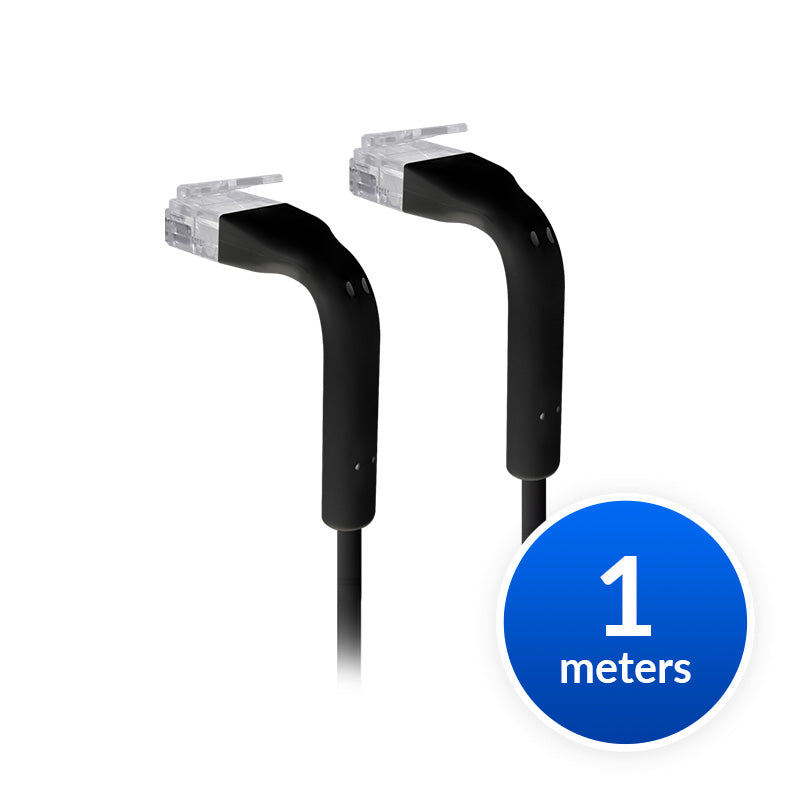 Ubiquiti UniFi Patch Cable Single Unit, 1m, Black, End Bendable to 90 Degree, RJ45 Ethernet Cable - Ubiquiti U-Cable-Patch-1M