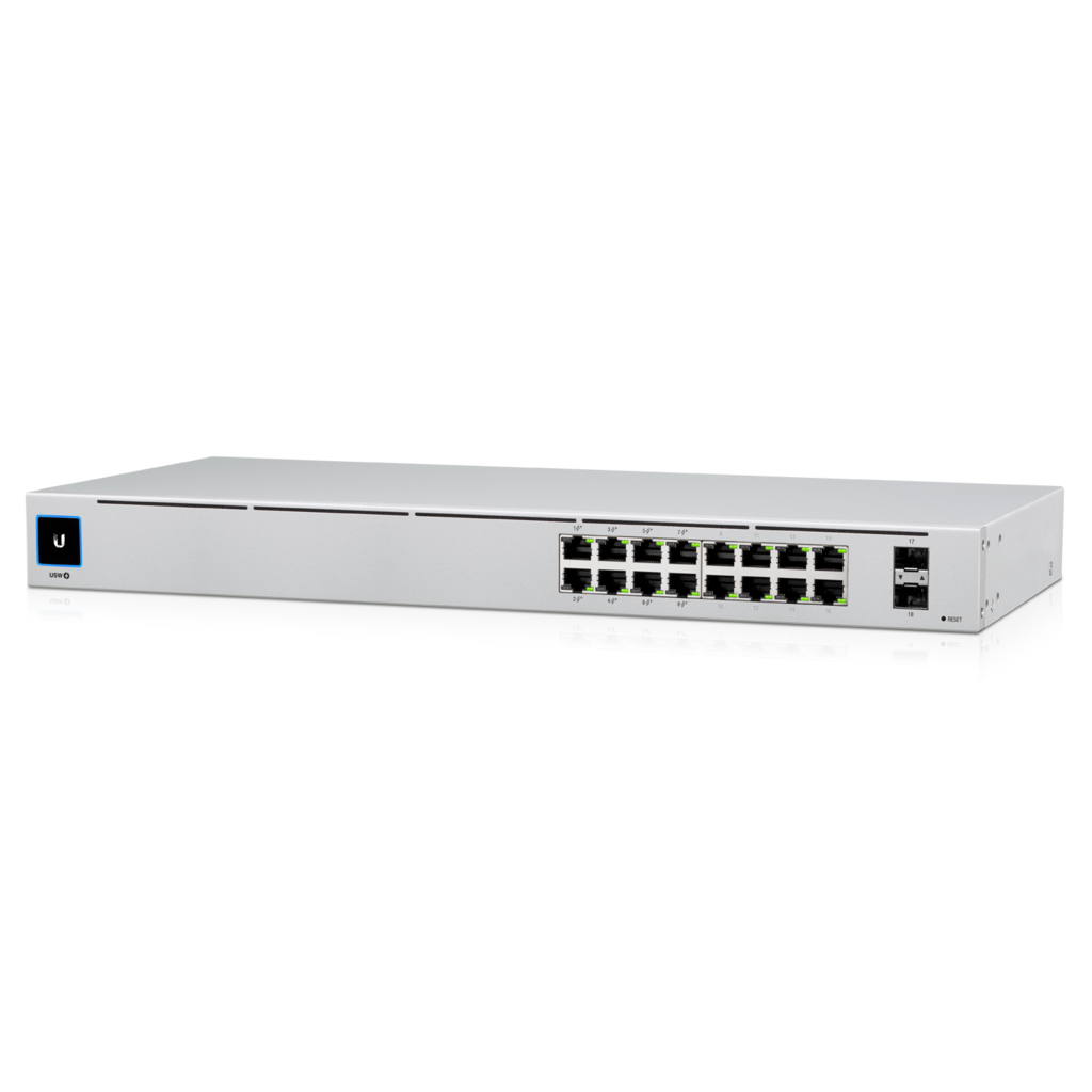 Ubiquiti UniFi 16-port Managed Gigabit Switch - 8x PoE+ Ports, 8x Gigabit Ethernet Ports, 2x SFP , 42W, Touch