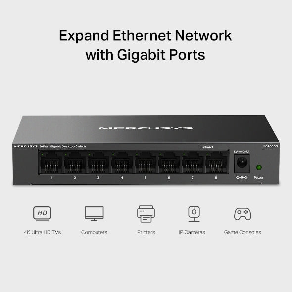 Mercusys MS108GS 8-Port Gigabit Switch | Fast & Easy Network