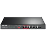 TP-LINK Mercusys MS118CP 16-Port 10/100Mbps + 2-Port Gigabit Rackmount Switch with 16-Port PoE+
