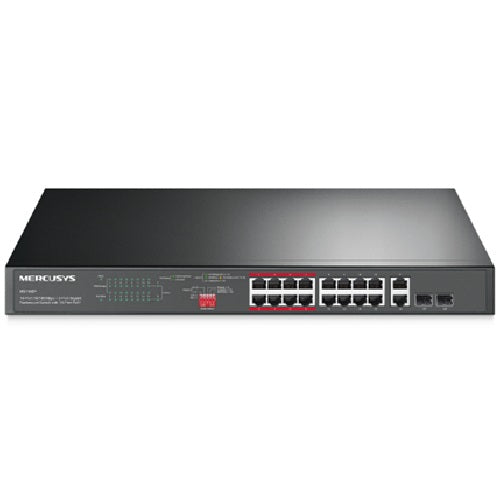 TP-LINK Mercusys MS118CP 16-Port 10/100Mbps + 2-Port Gigabit Rackmount Switch with 16-Port PoE+