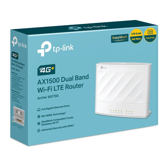 TP-Link Archer MX700 4G+ AX1500 Dual Band Wi-Fi 6 LTE Router
