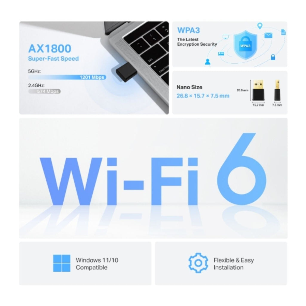 TP-Link AX1800 Nano Wi-Fi 6 USB Adapter | TX20U for Fast PC Internet TP-LINK