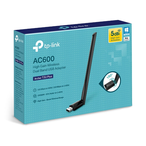 TP-Link Archer T2U Plus AC600 Dual Band High Gain USB WiFi Adapter