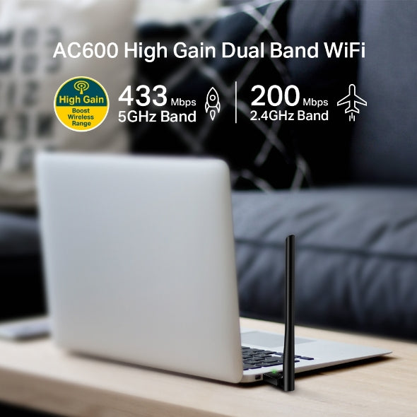 TP-Link Archer T2U Plus AC600 Dual Band High Gain USB WiFi Adapter