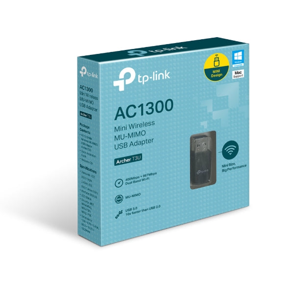 TP-Link Archer T3U AC1300 Mini USB Wi-Fi Adapter - Fast Dual Band TP-LINK