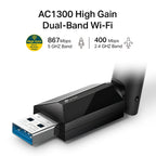 TP-Link Archer T3U Plus AC1300 USB Wi-Fi Adapter | High-Gain Dual-Band