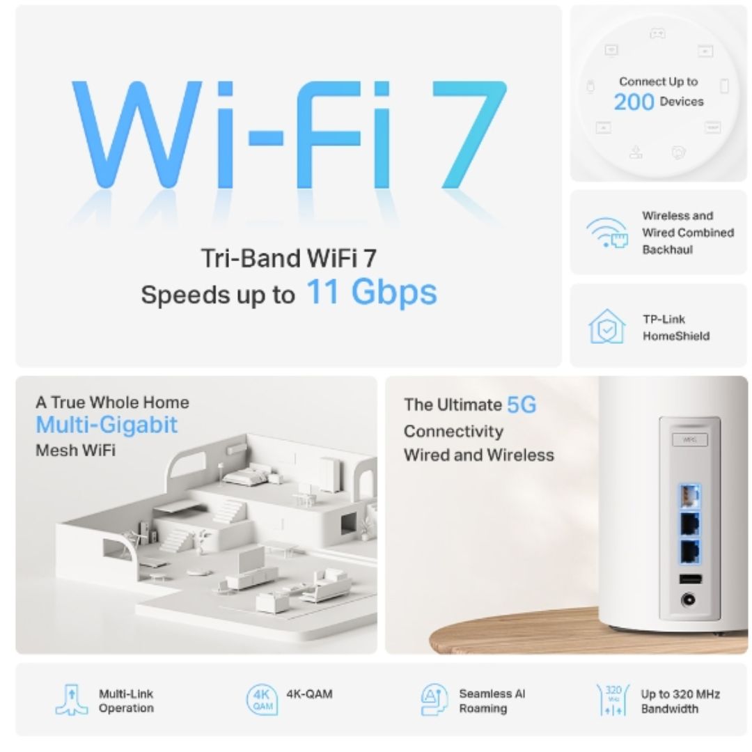 TP-Link Deco BE65 Pro WiFi 7 Mesh System | 11 Gbps Whole Home Coverage TP-LINK