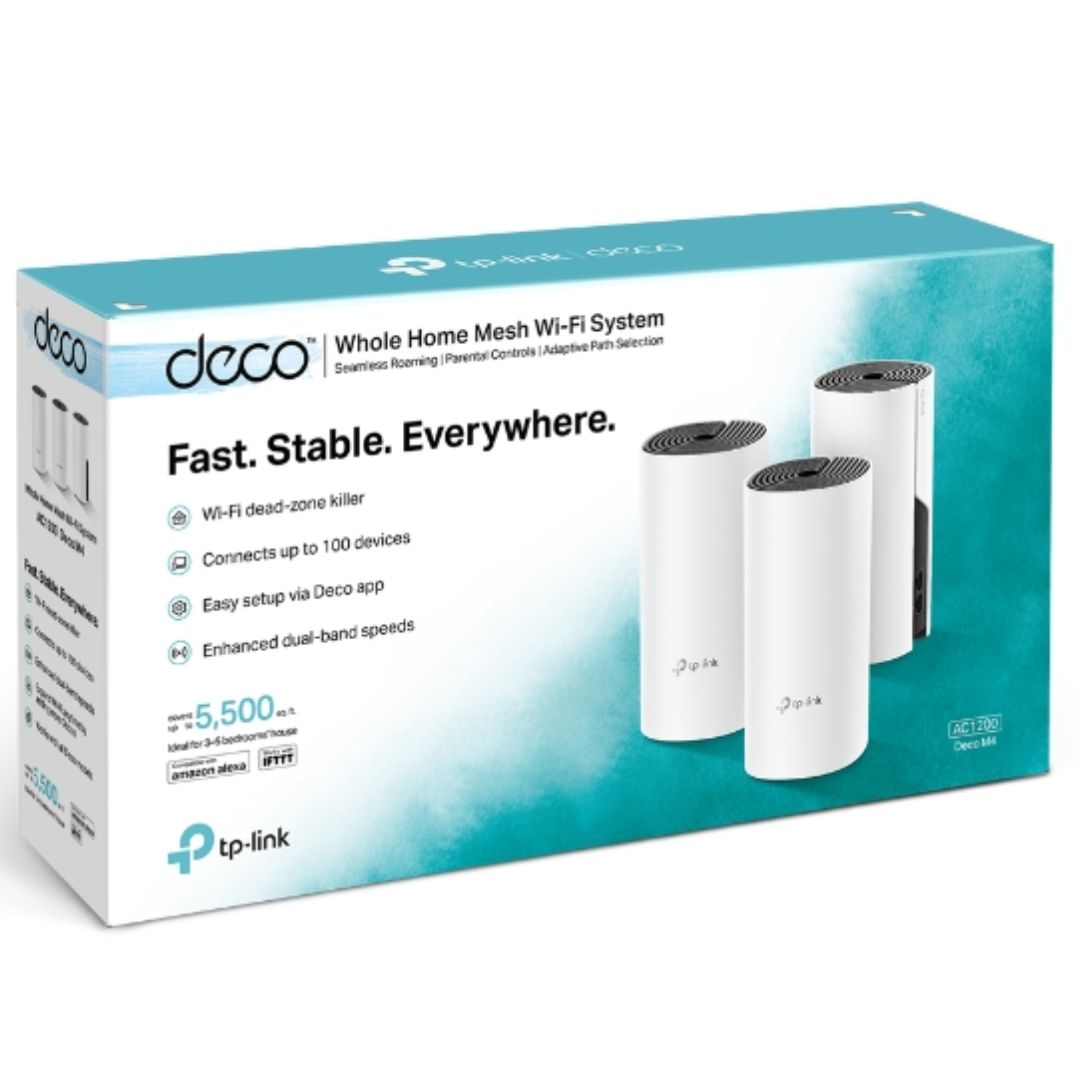 TP-Link Deco M4 (3-pack) AC1200 Whole Home Mesh Wi-Fi (3-Pack), Up to 1167 Mbps, Parental Controls - Deco M4(3-pack)