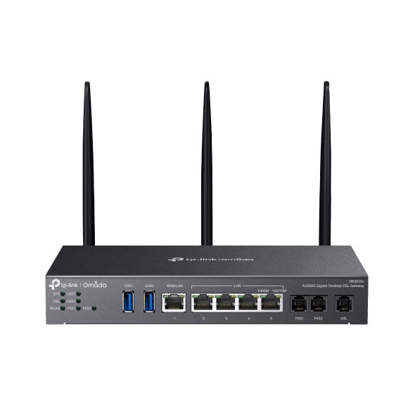 TP-Link DR3650v Omada AX3000 Wi-Fi 6 Gigabit Desktop DSL Gateway, 574Mbps@2.4GHz + 2402Mbps@5GHz(HE160), VDSL2