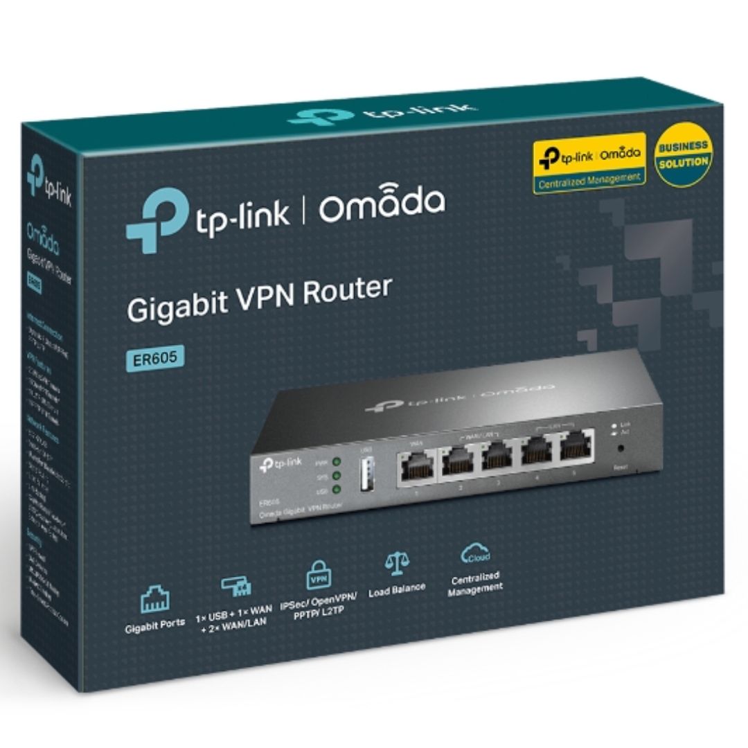 TP-Link TL-ER605 (TL-R605) SafeStream Gigabit Multi-WAN VPN Router PPPoE 1 WAN 3 Changeable WAN/LAN Ports 10BA