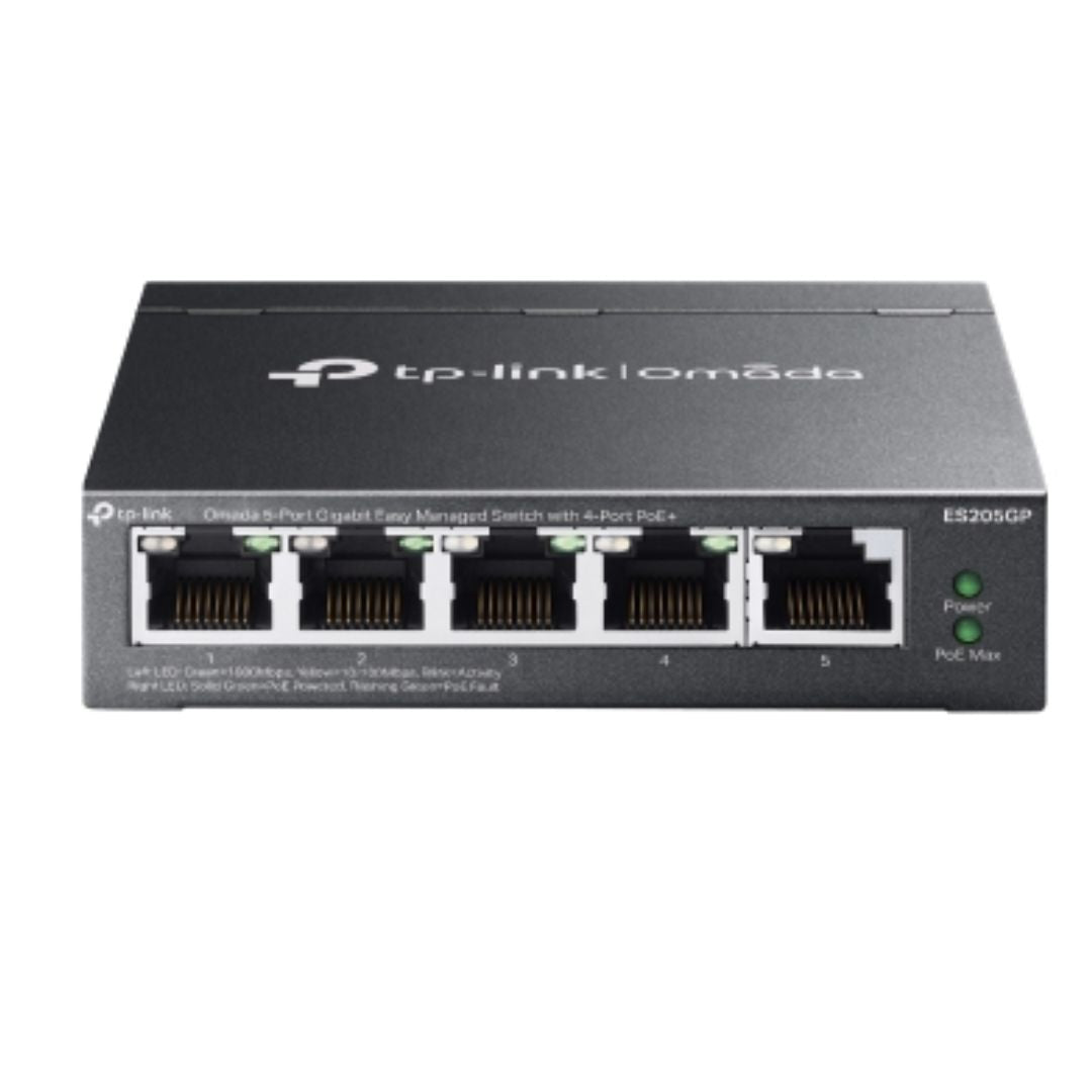 TP-Link ES205GP Omada 5-Port Gigabit Easy Managed Switch with 4-Port PoE+, PoE Auto Recovery, VLAN, QoS, IGMP