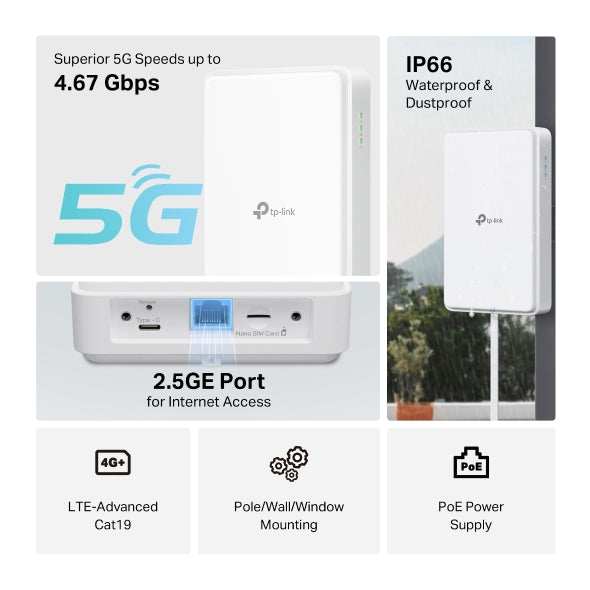 TP-Link NE200 Outdoor 5G Router - Blazing Fast, Weatherproof Internet TP-LINK