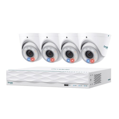 TP-Link Omada T8S4-2T - Omada 8MP Turret PoE Security Camera System with 2TB HDD, 4 Cameras with 16-Channel NV
