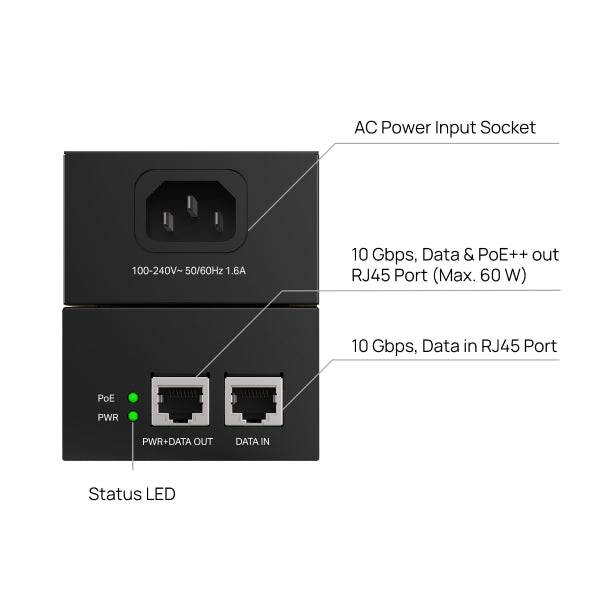 TP-Link POE370S Omada PoE++ Injector | 60W Multi-Gig Power TP-LINK