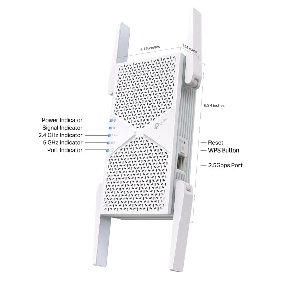 TP-Link RE405BE Wi-Fi 7 Range Extender - BE6500 Fast Whole Home Wi-Fi