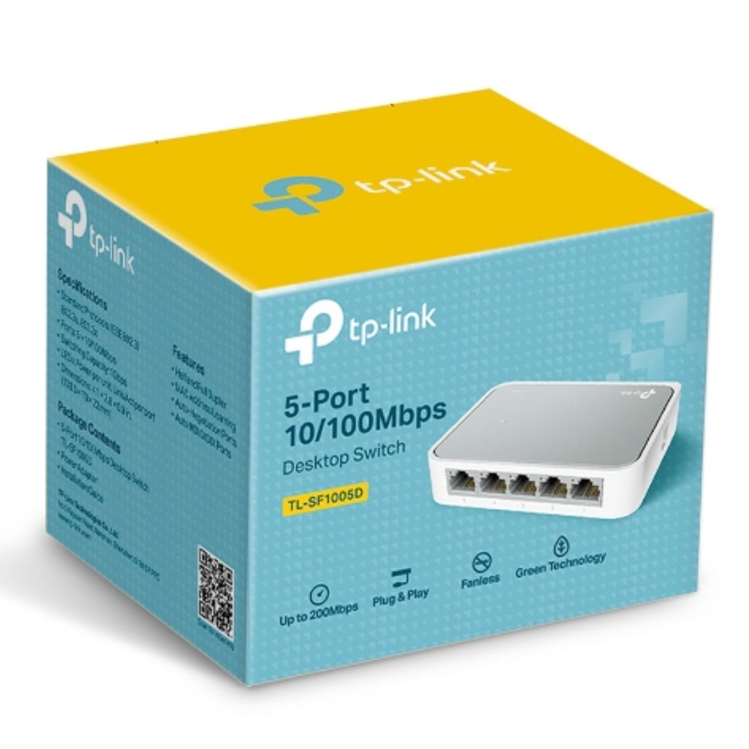(CH)TP-Link TL-SF1005D 5-port 10/100M mini Desktop Switch, 5 10/100M RJ45 ports, Plastic case, Supports Auto M