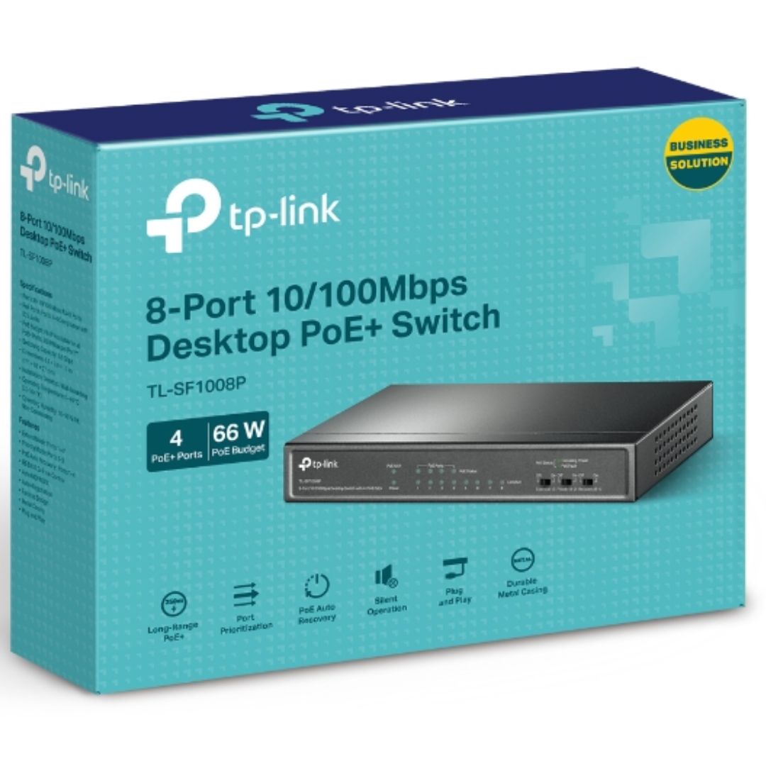 TP-Link TL-SF1008P 8-Port Unmanaged PoE Switch | 4 PoE Ports