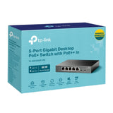 TP-Link TL-SG1005P-PD 5-Port Gigabit Desktop PoE+ Switch with 1-Port PoE++ In, 4-Port PoE+ Out, Metal Case, Lo