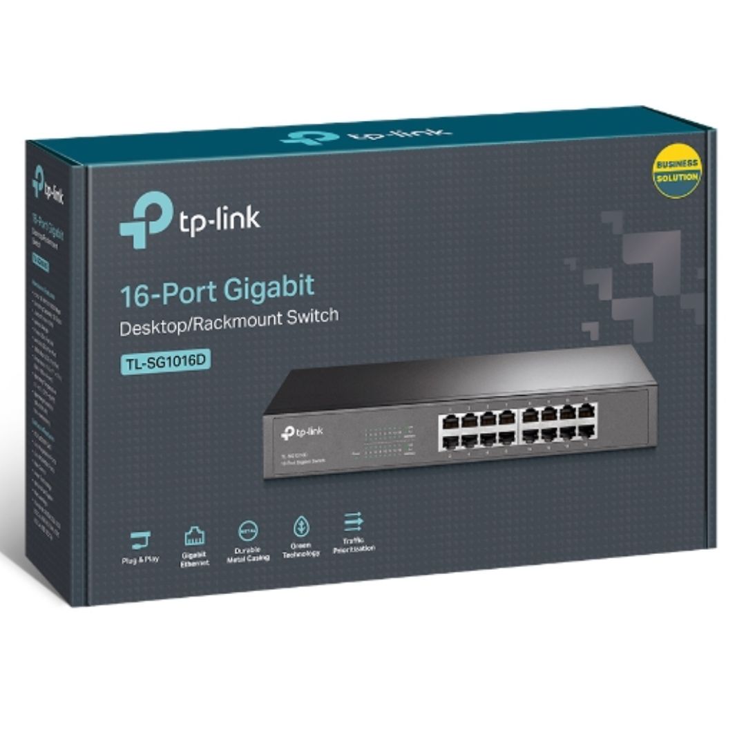 TP-Link TL-SG1016D 16-Port Gigabit Desktop/Rackmount Unmanaged Switch Energy-efficient Supports MAC - TL-SG1016D