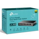 TP-Link TL-SG108PE 8-Port Gigabit Easy Smart Switch with 4-Port PoE, 55W IEEE 802.3af, Fanless, VLAN - TL-SG108PE