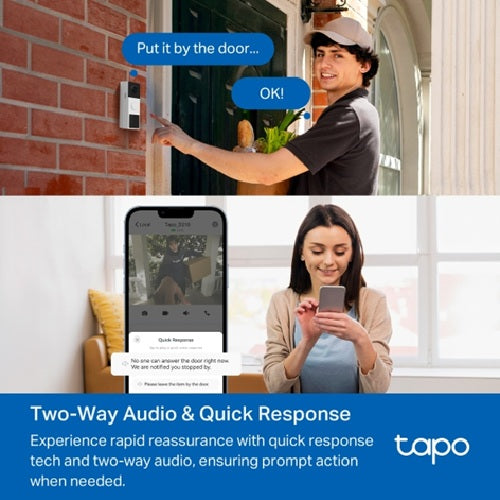TP-Link Tapo 2K Wireless Video Doorbell - 6-Month Battery & Night Vision