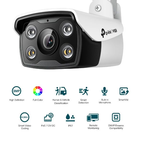 VIGI 3MP Outdoor Full-Color Smart Security Camera with 24/7 Color TP-LINK