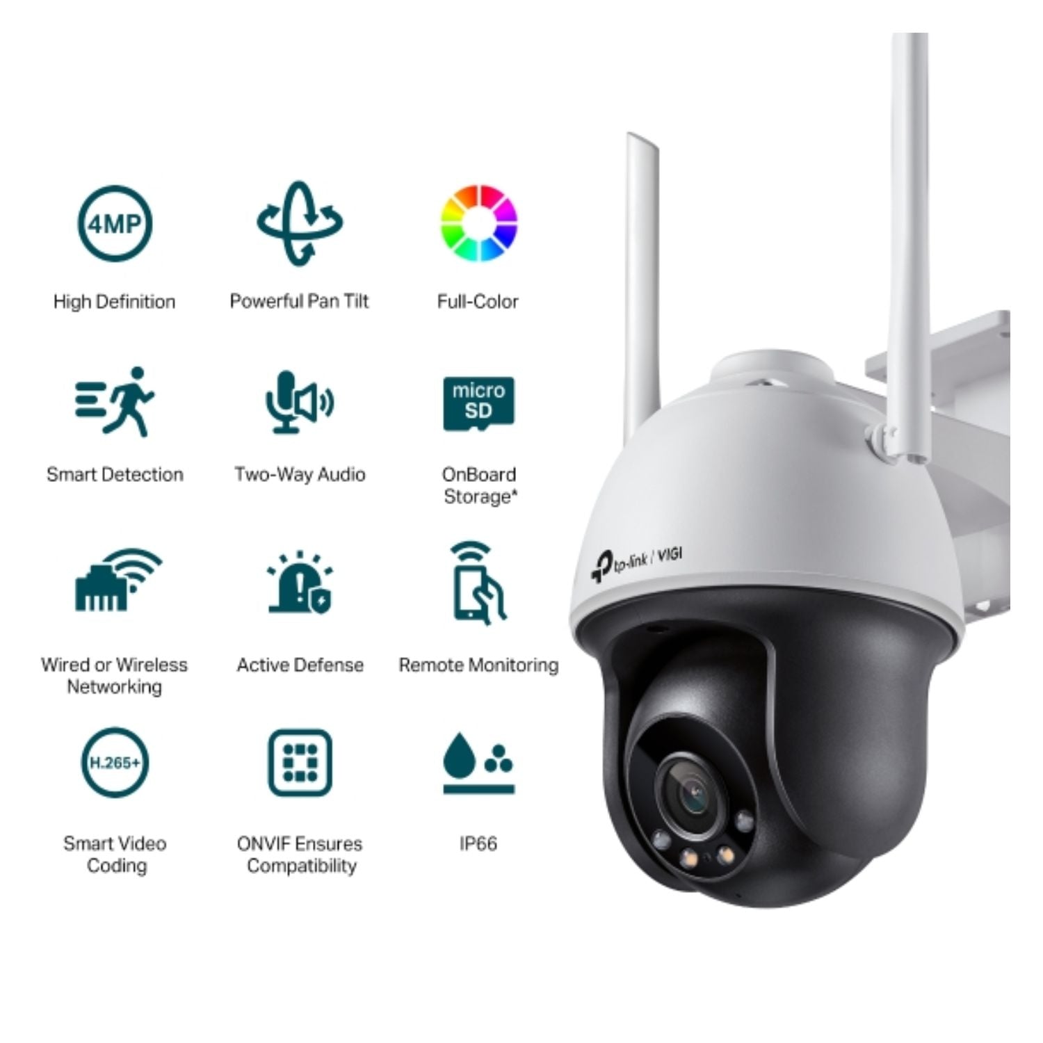 VIGI 4MP Outdoor Full-Colour Wi-Fi Pan Tilt Security Camera TP-LINK